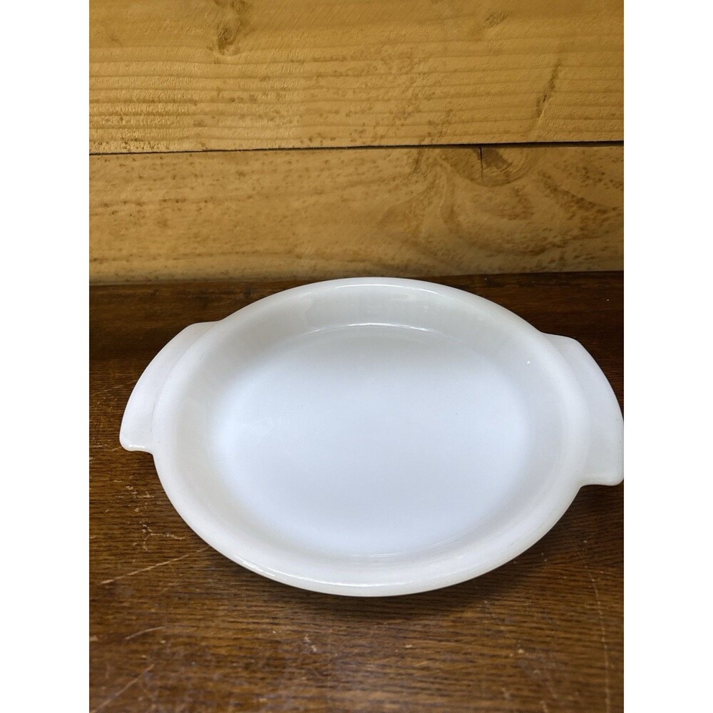 Fire King Anchor Hocking White Milk Glass Oval Baking Dish Handles USA Vintage
